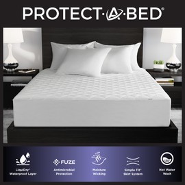 Protect-A-Bed Essential Mattress Pad King, 100% Waterproof, Dust Mite Barrier Mattress Pad, Breathable & Quiet, Antimicrobial, Fits 11"-18" Mattresses​