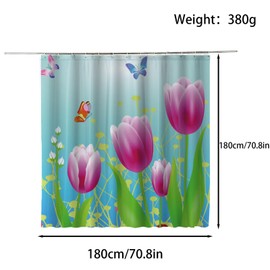FAIRYGATE Green Shower Curtain Tropical Leaf Shower Curtain Watercolor Flower Green Leaves Hawaii Spring Natural Plants Wild Flower Exotic Fabric Bathroom Decor Curtain Set with Hook B8211