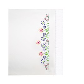 Tobin Fancy Flowers Stamped for Embroidery Pillowcases - Set of 2