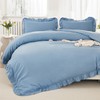 Litanika Grayish Blue King Size Comforter Set, 3 Pieces Ruffle