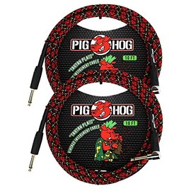 Pig Hog PCH10PLR Tartan Plaid Instrument Cable, 10ft Right Angle - 2 Pack