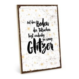 TypeStoff HS-01392 Wooden Sign with Saying - On the Floor of the Facts - Vintage Look with Quote as a Gift and Decoration on the Theme of Motivation