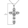 Claddagh Gold .925 Sterling Silver Floral Crucifix INRI Pendant Necklace