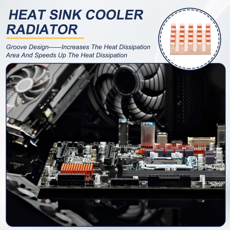 PATIKIL Copper Heatsink 8x8x2mm, 4 Pcs Heat Sink Cooler Radiator