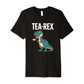 Tea-Rex Dinosaur Pun Funny T-Rex Drinking Tea Tyrannosaurus Premium T-Shirt