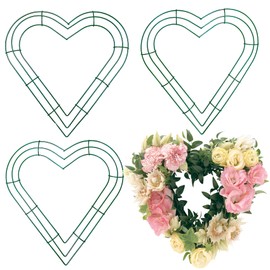 3 Pcs Heart Wreath Frame, Dark Green Heart Shaped Wire Wreath Frame 12 Inch Metal Wire Wreath Forms for Heart Wreath DIY Crafts, Christmas Flower Wreath Frame for Decoration Wedding Holiday Party