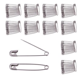 BEADNOVA Large Safety Pins Nickel Finish Clothing Pins Safety Pins Assorted for Garment Art Craft (120pcs, 2 Inch, 54mm)