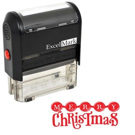 Self-Inking Christmas Rubber Stamp - Merry Christmas - RED Ink