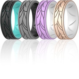 ThunderFit - Bandas de silicona para mujer, diseño redondo transpirable, 6,8 mm de ancho, 1,8 mm de grosor, 12.5 - 13 (22.2mm), Oro, silicona, No es una piedra preciosa