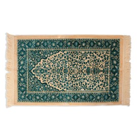 Islamic Prayer Rug Velvet - Muslim Janamaz Sajada - Thick Turkish Prayer Mat Carpet for Men Women - Great Ramadan Gift - Floral Rose (Turquoise)