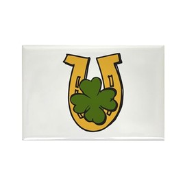 CafePress Clover Horseshoe Magnets Rectangle Magnet, 3"x2" Refrigerator Magnet