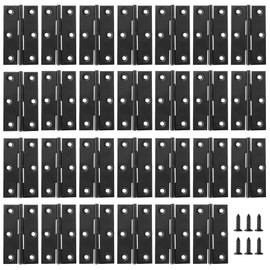 Yitexin 30 Pack 2.6'' x 1.4'' Cabinet Door Hinges with Screws for Interior & Exterior, Matte Black Stainless Steel Folding Butt Hinges, Heavy Duty Door Joint for Window Case Lid Wooden Box (30)