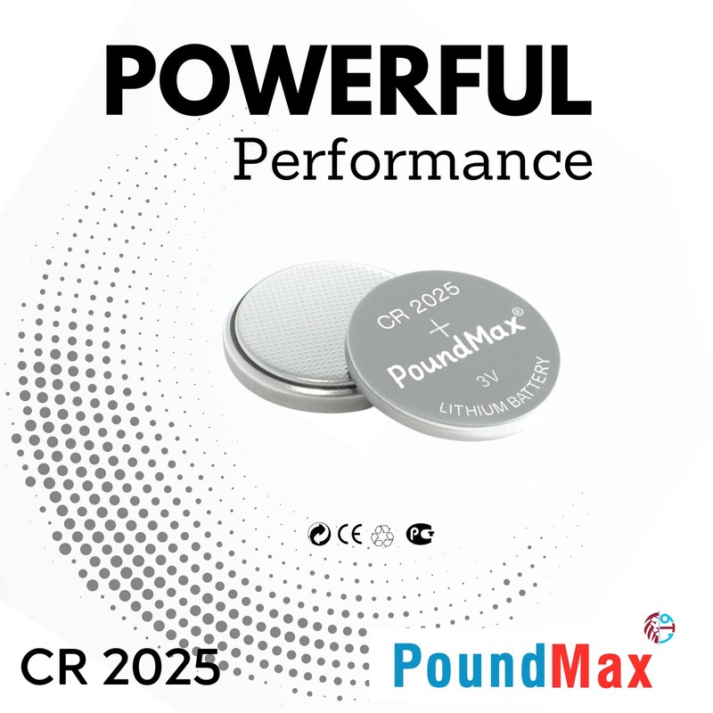 PoundMax CR 2025 Batteries 3v Lithium Button Cell Battery Combo