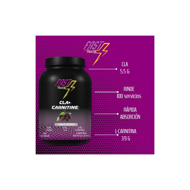Fast Protein Cla + Carnitina 1kg 100 Servs