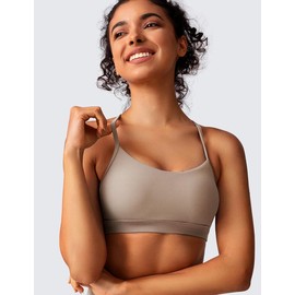 BAYDI Clouduxi Y Back Sports Bras Women - Light Support Racerback Yoga Bra, A-C Cups Pale Khaki