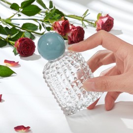 Yerpkefey 50ml/1.7 Oz Glass Spray Bottle Perfume Atomizer,Vintage Glass Perfume Travel Refillable Spray Bottle Empty with 3 Kinds of Dispenser (Blue)