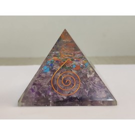 BHHROOM Amethyst and Mixed Chakra Crystal Orgone Pyramid E-Energy Protection 60-70MM