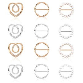 12Pcs Scarf Ring, Clothes Clips for Fitting, Scarf Rings for Women, Fashion Waist Cinch Scarf Sliders & Knot Buttons for Loose Shirts Dresses Alloy Clothing Accessories