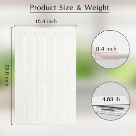 Benlynnx Stone Bath Mat, Diatomaceous Earth Shower Mat, Non-Slip Super Absorbent Bath Stone Mat, Quick-Drying Easy to Clean Floor Mat for Bathroom Kitchen (23.6 * 15.4'' Straight White)