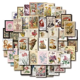 Vintage Stickers, Pack of 50 Stamps Scrapbooking Stickers Decoration Paper Stickers for Scrapbook Calendar Notebook Diary Photo Album DIY