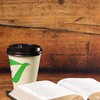 16 oz Compostable Paper Cups with Black Dome Lids and