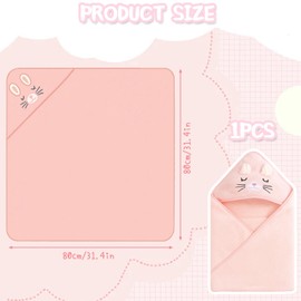 WPNCYK 1Pcs Baby Towel, Baby Bath Towel, Soft Coral Fleece Baby Towels Newborn Girl, Pink Baby Beach Towel for 0-6 Months, 80x80cm Toddler Bath Towel for Newborn Boy and Girl