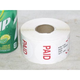 Labels and More 1K 1000 ROUND 2" INCH PAID LABEL RED ON WHITE RETAIL STORE CHECKOUT STICKERS USA