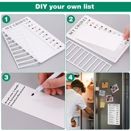 2 Pieces Portable Chore Chart Memo Boards, Chore Checklist Board 20 x 12 CM Detachable Message Board for Kids Adults, RV Checklist School Home Daily Affairs Reminder with 4 Replaceable Blank Paper