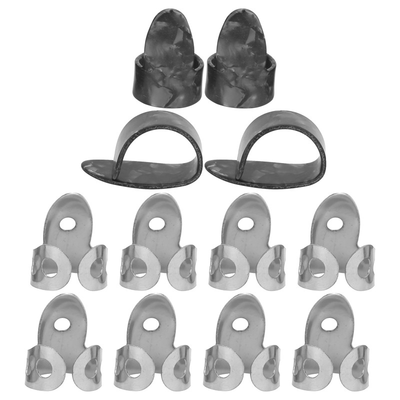 12Pcs Finger Picks Metal Celluloid Index Thumb Cots Guitar Playing