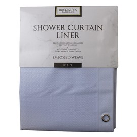 Dependable Industries inc. Essentials Embossed PEVA Shower Curtain Liner 70"x72" Eco-Friendly PVC-Free Bathroom Magnetized Bottom Odorless Reinforced Metal Grommets (Embossed Weave Lt Blue)