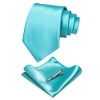 JEMYGINS Turquoise Tie and Pocket Square With Tie Clip Sets