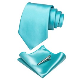 JEMYGINS Turquoise Tie and Pocket Square With Tie Clip Sets for Men (turquoise)