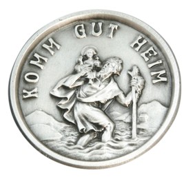 Christopherus, patron saint of travellers [inscription "Komm gut heim"] Diameter 2.9 cm Car Medal Christophorus with Magnet