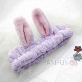 Purple Rabbit Face Washing Headband & Hair Turban Baby Face Washing Headband 3ea