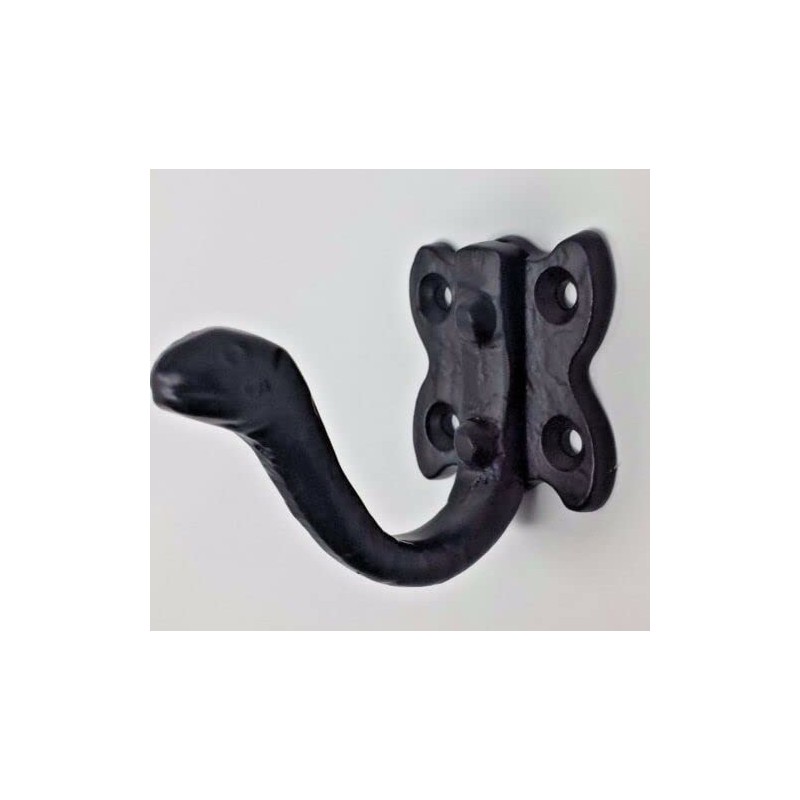 Pack of 2 Tudor Coat Hooks Black Wrought Iron Hammered