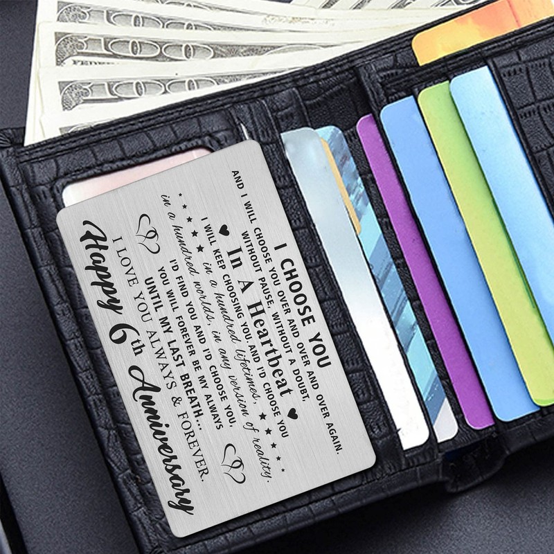 6 Year 6th Anniversary Card for Men Him Her, 6