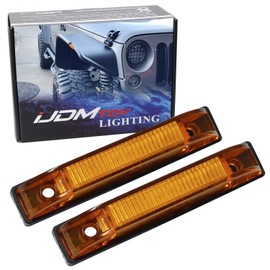 iJDMTOY Amber Lens 6-LED Side Marker Lamps, Compatible with Jeep Wrangler TJ JK, Bushwacker Flat Style Fender Flares, Waterproof