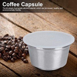 Stainless Steel Reusable Refillable Coffee Capsule Cup with Pressed Powder Cover Fit for Dolce Gusto Coffee Maker (White)