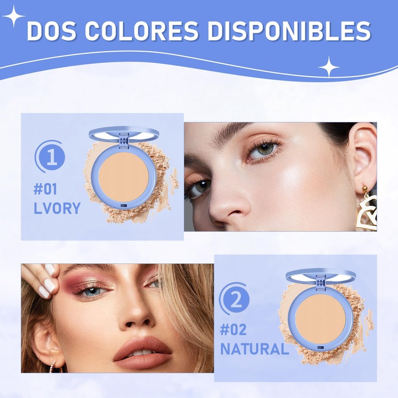 LUSCOR Polvos Compactos Maquillaje, Polvos mate, polvos compactos con control