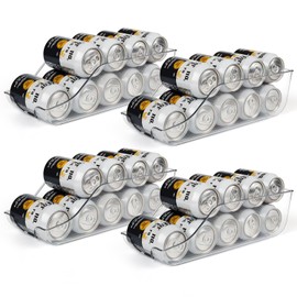 Zyerch Soda Can Dispenser for Refrigerator Organizer Bins for Pantry Storage, Beverage Holder for Fridge, Kitchen Cabinet or Counter-top, 4 Pack, Clear