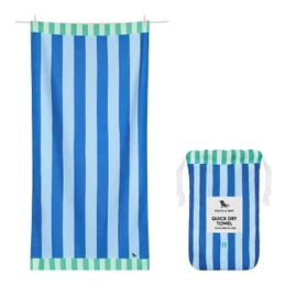Dock & Bay Beach Towel - Quick Dry, Sand Free - Compact, Lightweight - 100% Recycled - Includes Bag - Blue Sky - Large (160x90cm, 63x35)