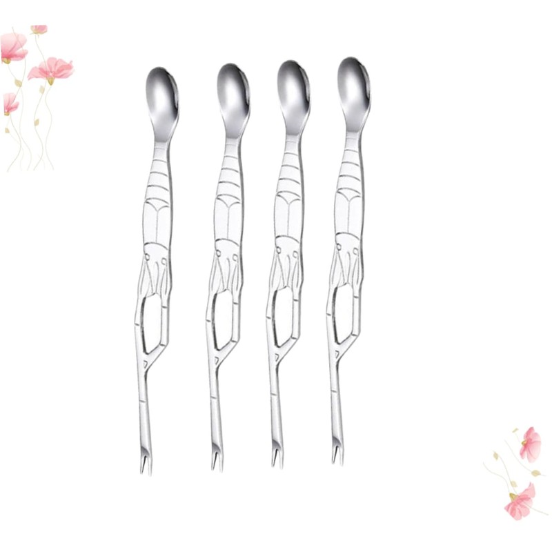 GRIRIW 4pcs Stainless Steel Crab Fork Spoon Set Seafood Tools