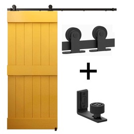 9FT Sliding Barn Door Hardware Kit Black Rustic Rail Track Set for Single Wooden Doors with Barn Door No Punching Required Floor Guide