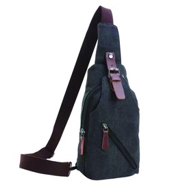 Sling Bag, Crossbody Bag for Men and Women, Anti-Theft Canvas Chest Pack with Adjustable Strap (J8176N, Black)