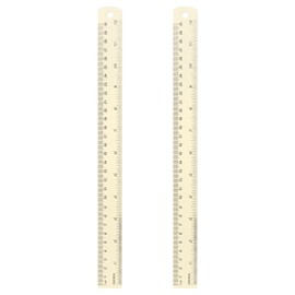 HARFINGTON 2pcs Metal Straight Ruler 30cm Metric SAE Aluminum Alloy Measuring Rulers Scale Tool with Hole for Measure Study Reading Classroom Office, White