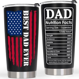AREOK Dad Gifts for Fathers Day Cool Gifts for Dad from Daughter Son Kids - Best Dad Ever Gifts, Fathers Day Tumbler, Dad Birthday Gift, 20 OZ Stainless Steel Dad Nutrition Facts Coffee Tumbler Cup