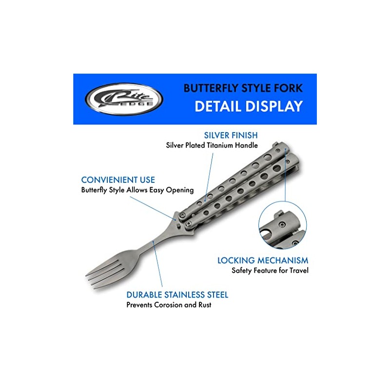 SZCO Supplies 9” Silver Finished Butterfly-Open Style Travel/Camping Fork (211520-SL)