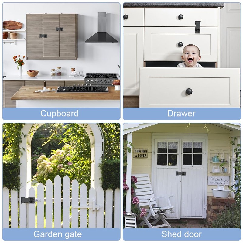 ADERTOS Türschloss mit Schlüssel (Schwarz, 2.5inch)