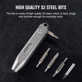 OKNIFE Otacle D1 Titanium Small EDC Multi Bit Pocket Screwdriver, 9 in 1 Mini Precision Screwdriver Set, S2 Steel Magnetic Bits for Work or Daily Use