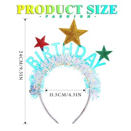 Zoestar Light Up Happy Birthday Headband Led Star Birthday Party Hair Accessories Women (Colorful, One Size)